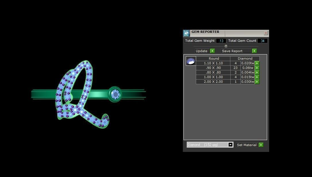 Q Alphabet Open End Ring 3dm STL OBJ FBX Render Details 3D print model_3