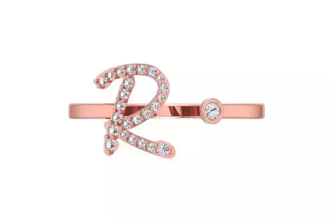 R Alphabet Open End Ring 3dm STL OBJ FBX Render Details