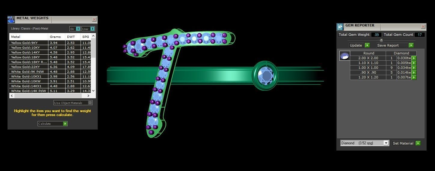 T Alphabet Open End Ring 3dm STL OBJ FBX Render Details 3D print model