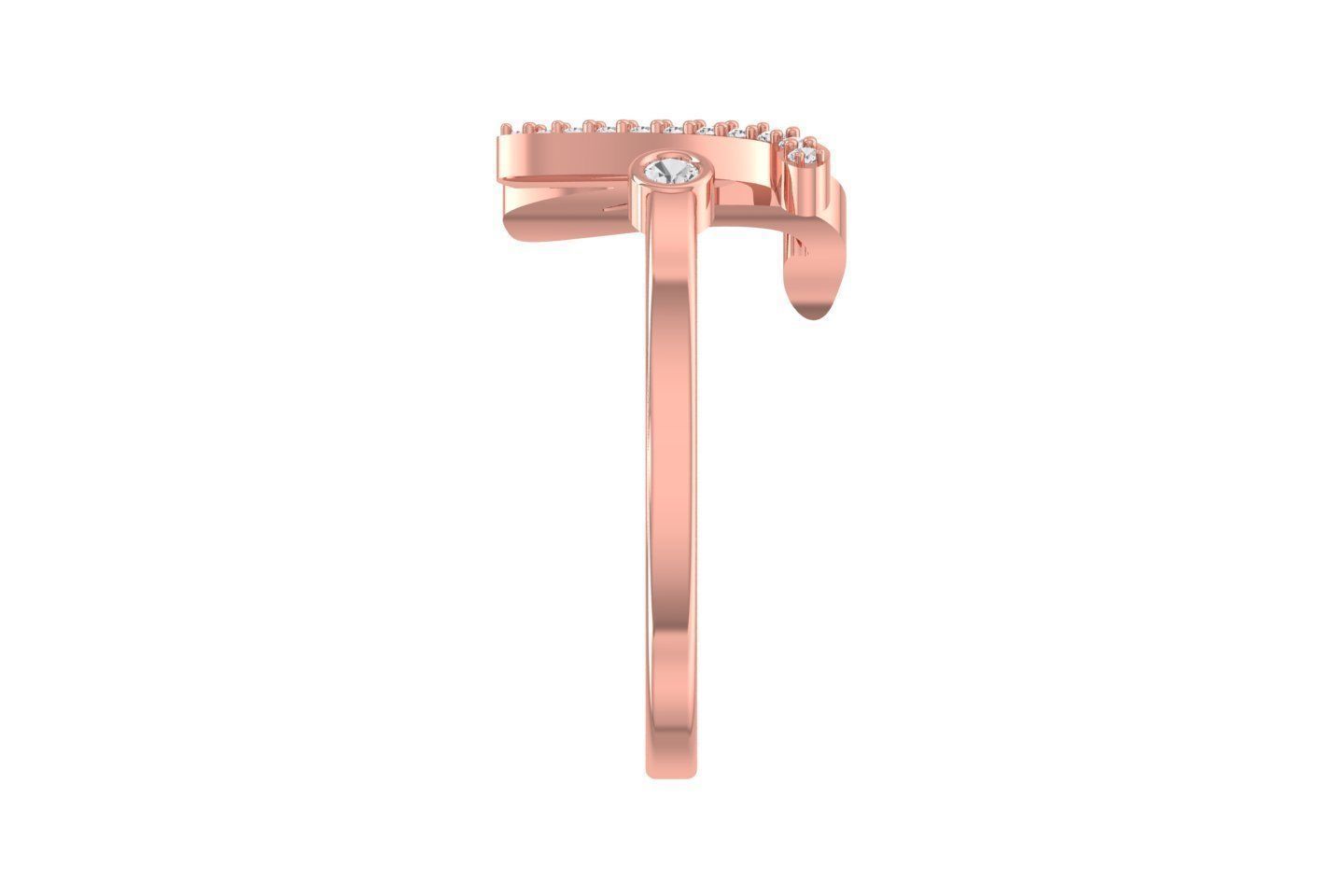 W Alphabet Open End Ring 3dm STL OBJ FBX Render Details 3D print model_2