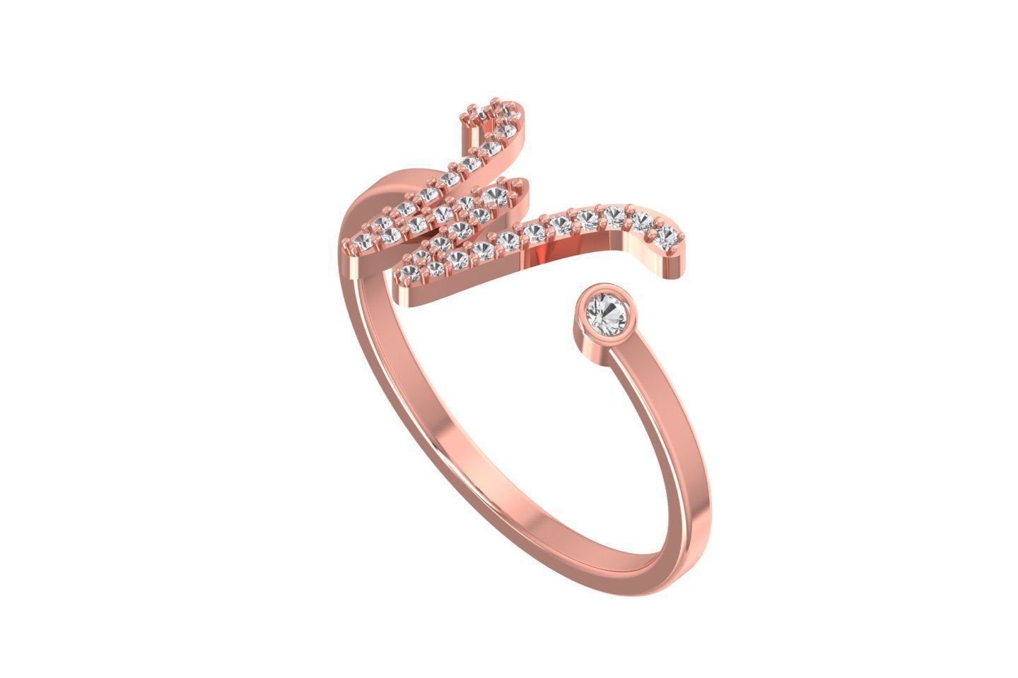 W Alphabet Open End Ring 3dm STL OBJ FBX Render Details 3D print model_1