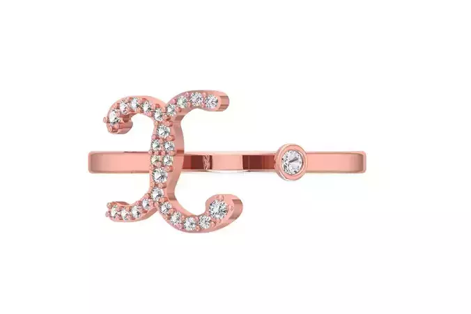 X Alphabet Open End Ring 3dm STL OBJ FBX Render Details