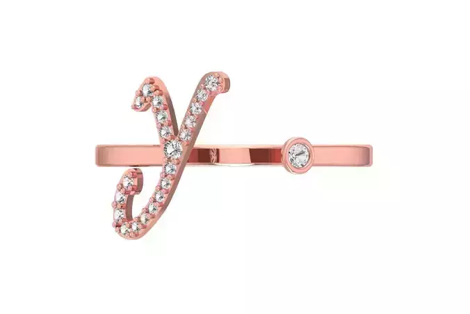 Y Alphabet Open End Ring 3dm STL OBJ FBX Render Details