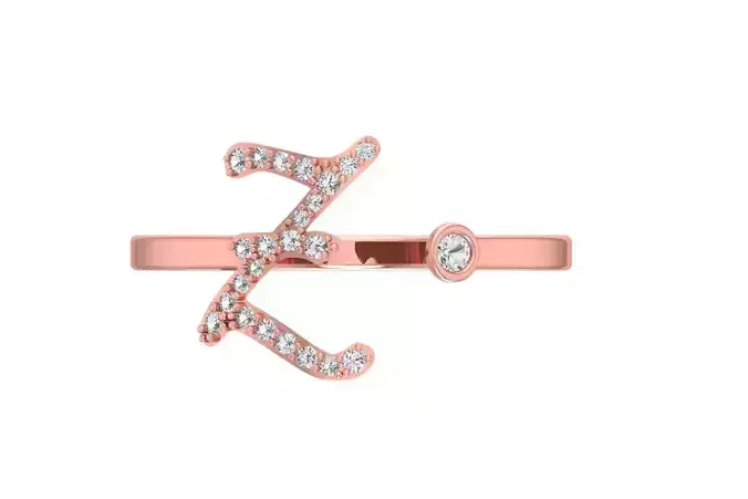 Z Alphabet Open End Ring 3dm STL OBJ FBX Render Details