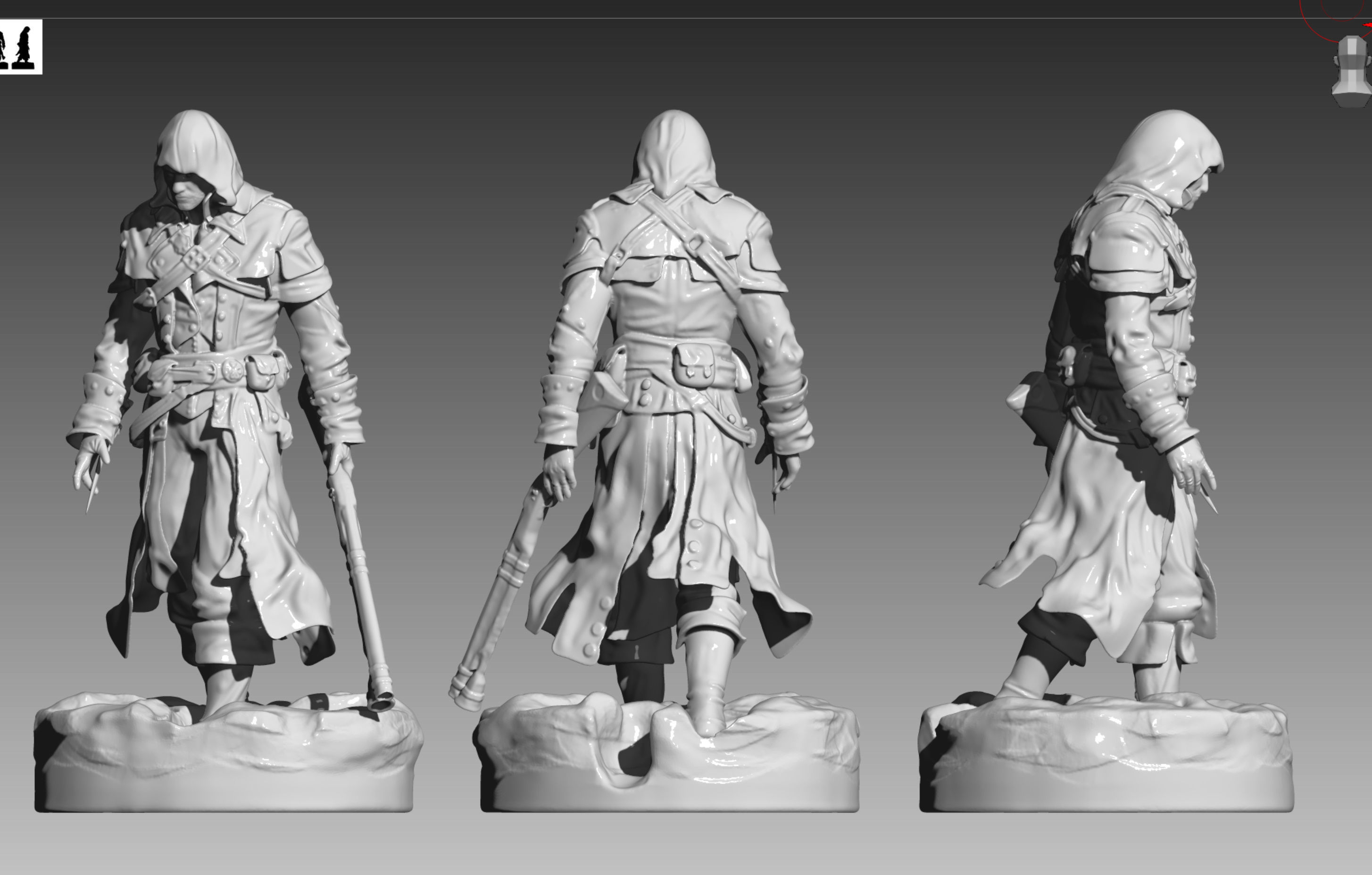 Assassins Creed Rogue Shay Cormac with snow and flat paltform 3D print model_12