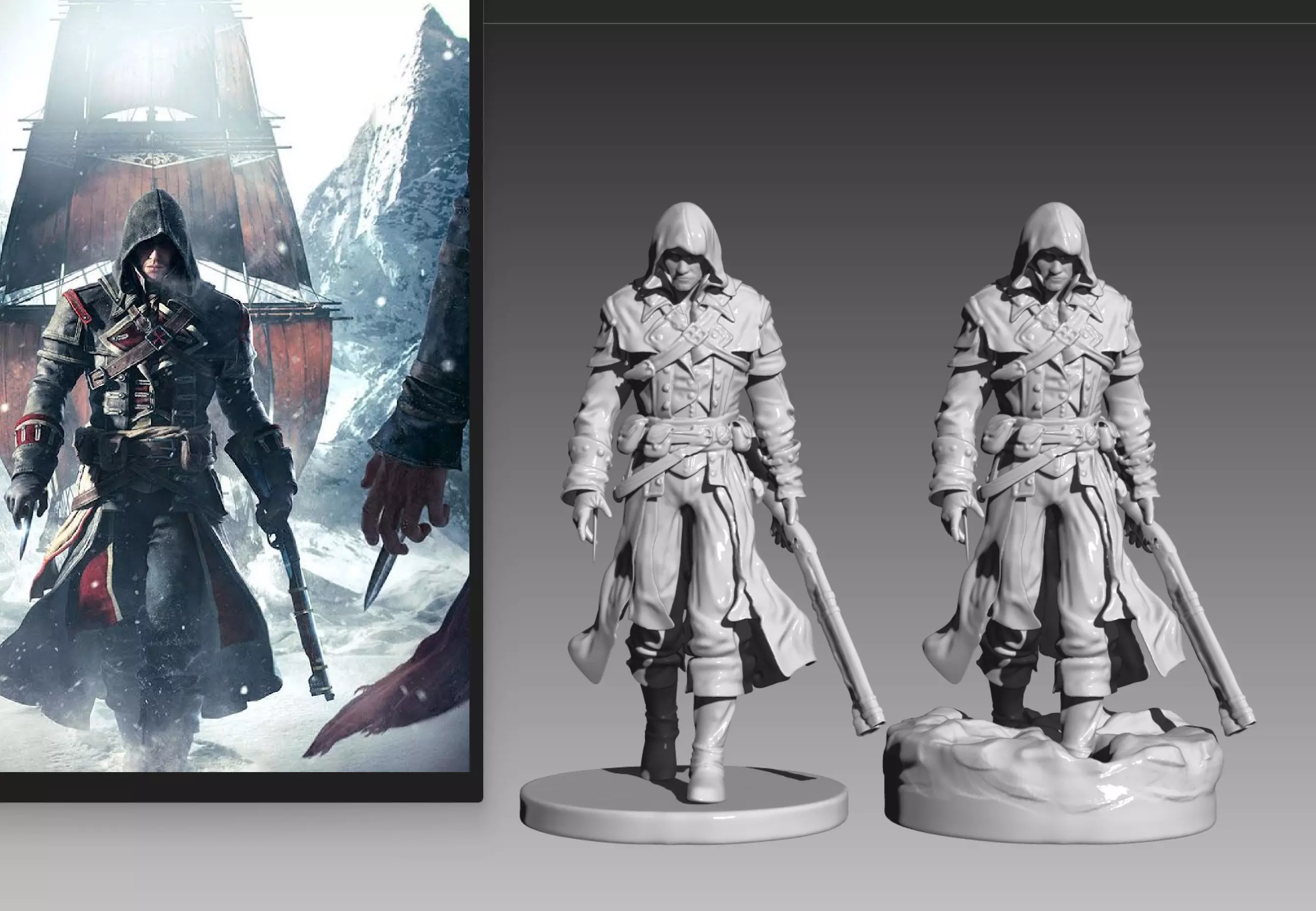 Assassins Creed Rogue Shay Cormac with snow and flat paltform 3D print model_0