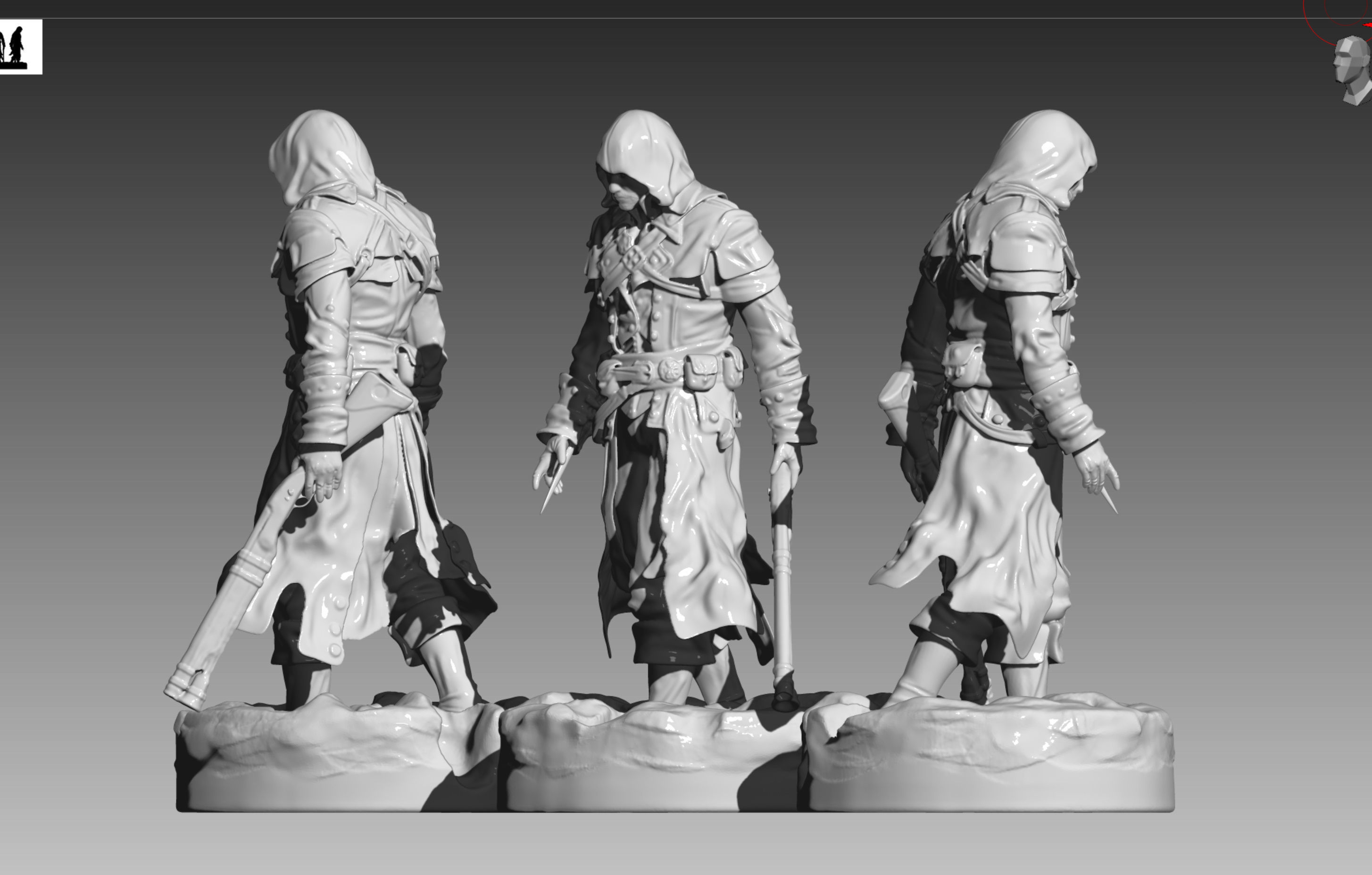 Assassins Creed Rogue Shay Cormac with snow and flat paltform 3D print model_10