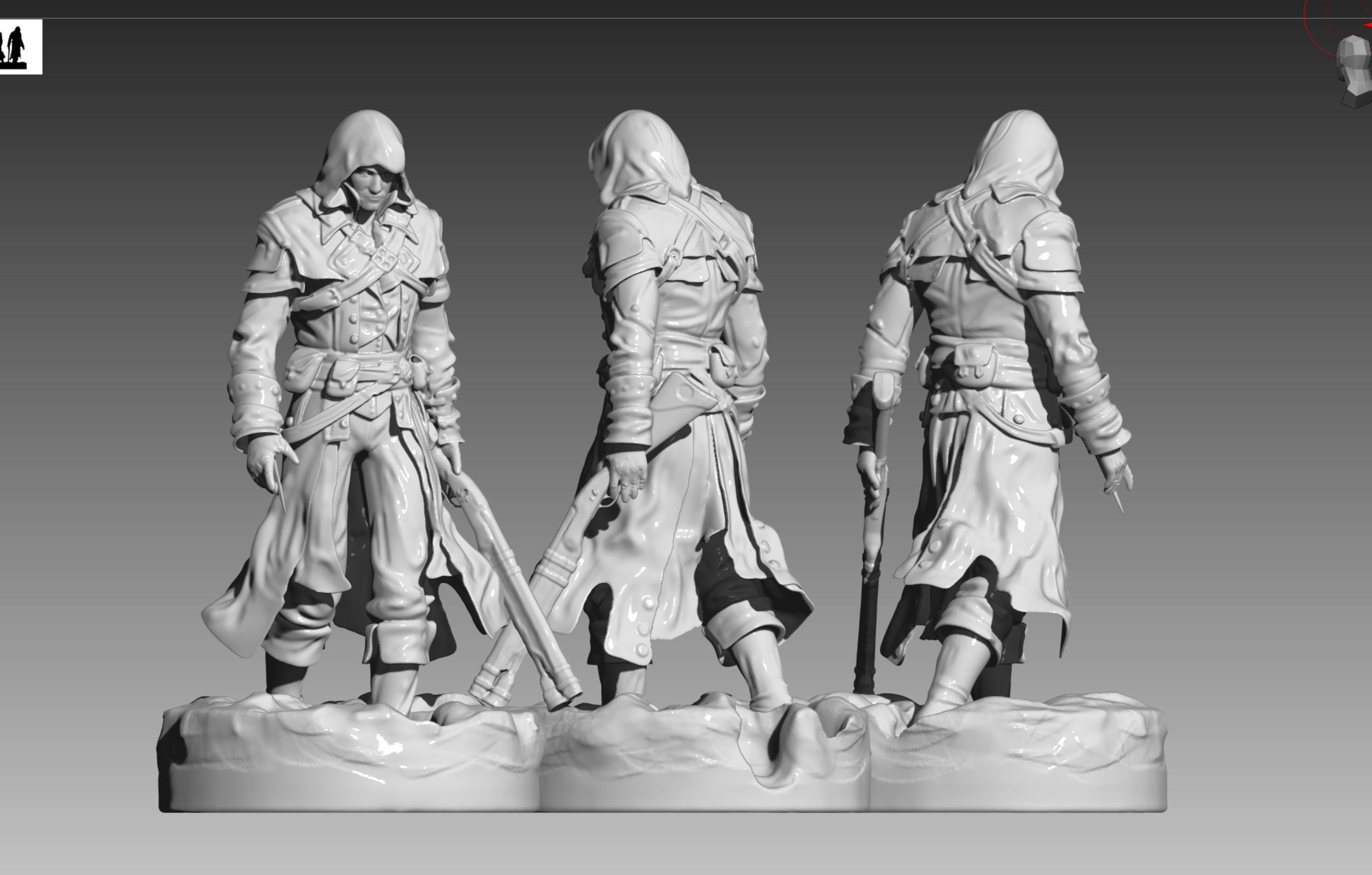 Assassins Creed Rogue Shay Cormac with snow and flat paltform 3D print model_11