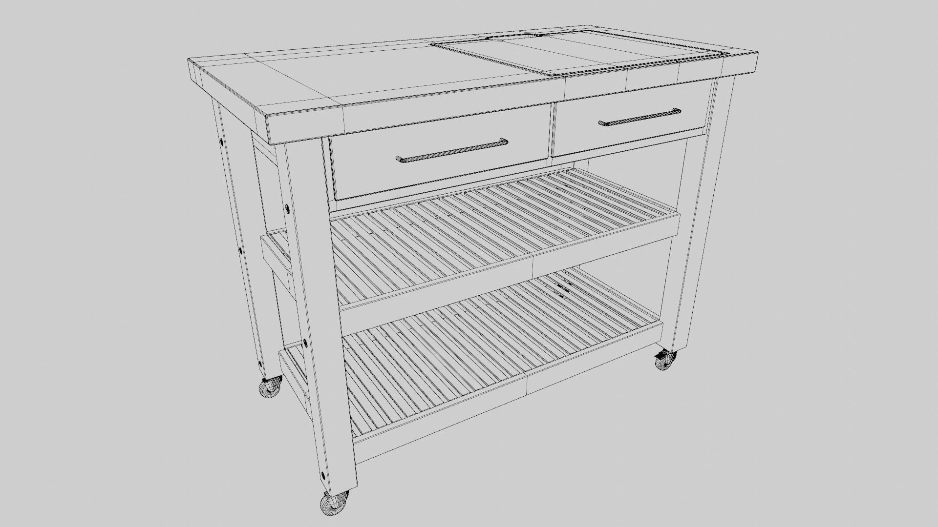 Kitchen Cart Low-poly 3D model_15