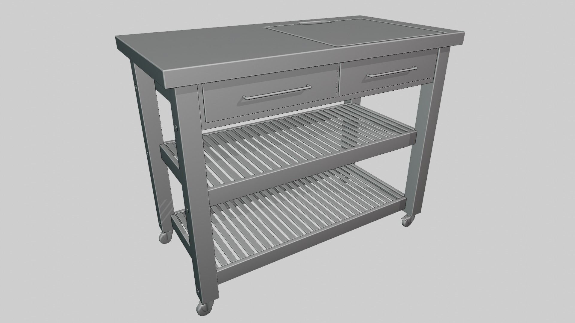 Kitchen Cart Low-poly 3D model_10
