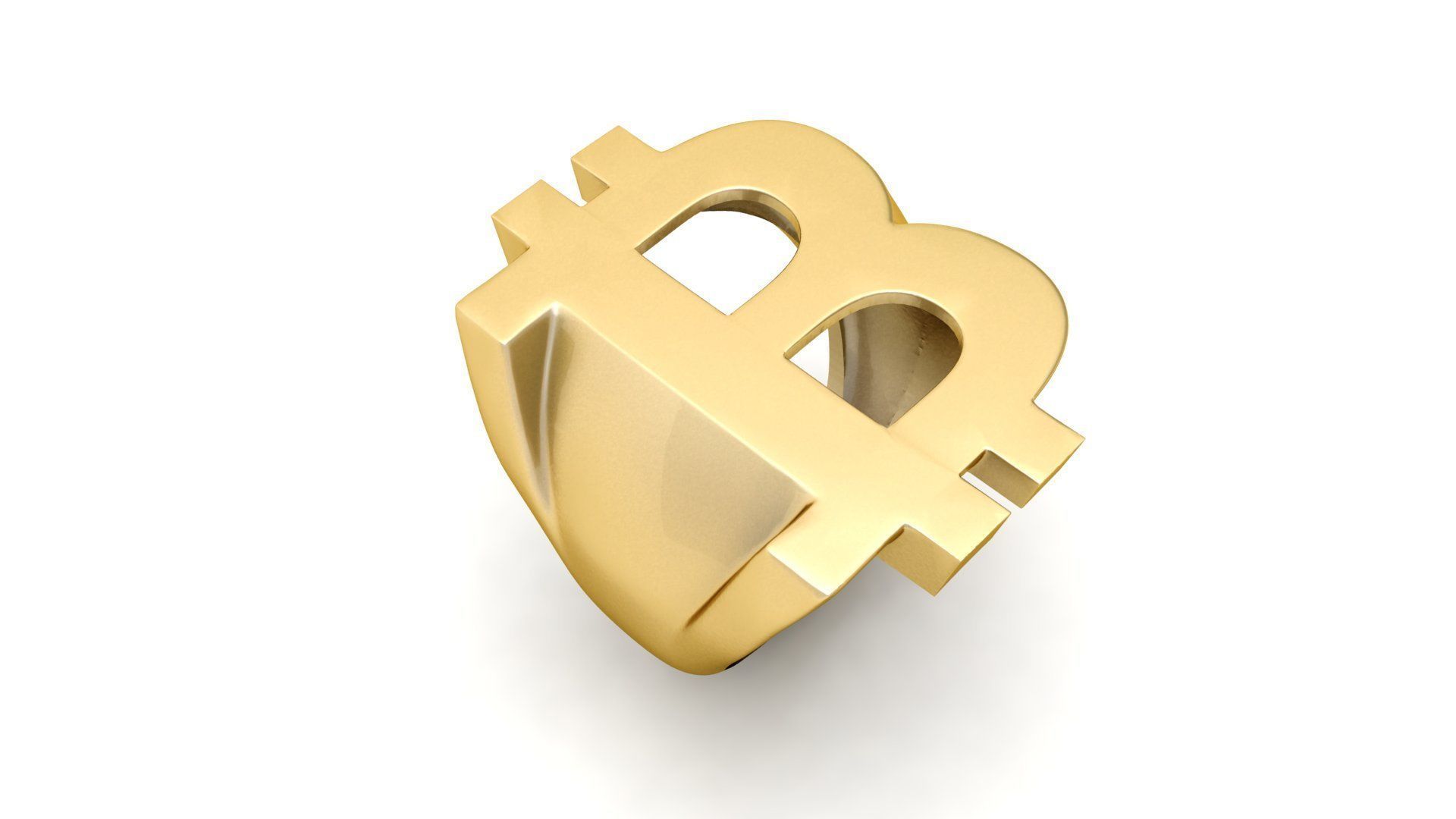 Bitcoin Gents Signet Ring 3D print model_2