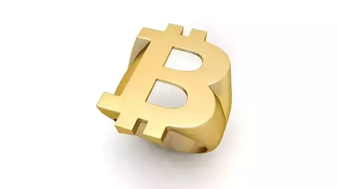 Bitcoin Gents Signet Ring 3D print model