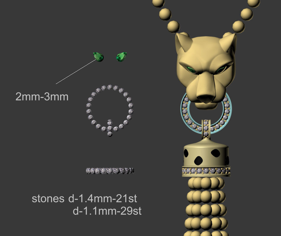 pendant panther 3D print model_7