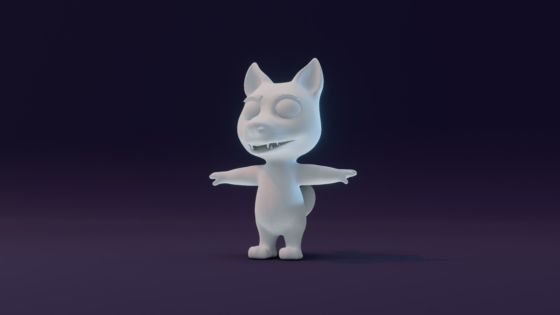 Cartoon Wolf Animated and Rigged Base Mesh 3D Model Low-poly 3D model_16