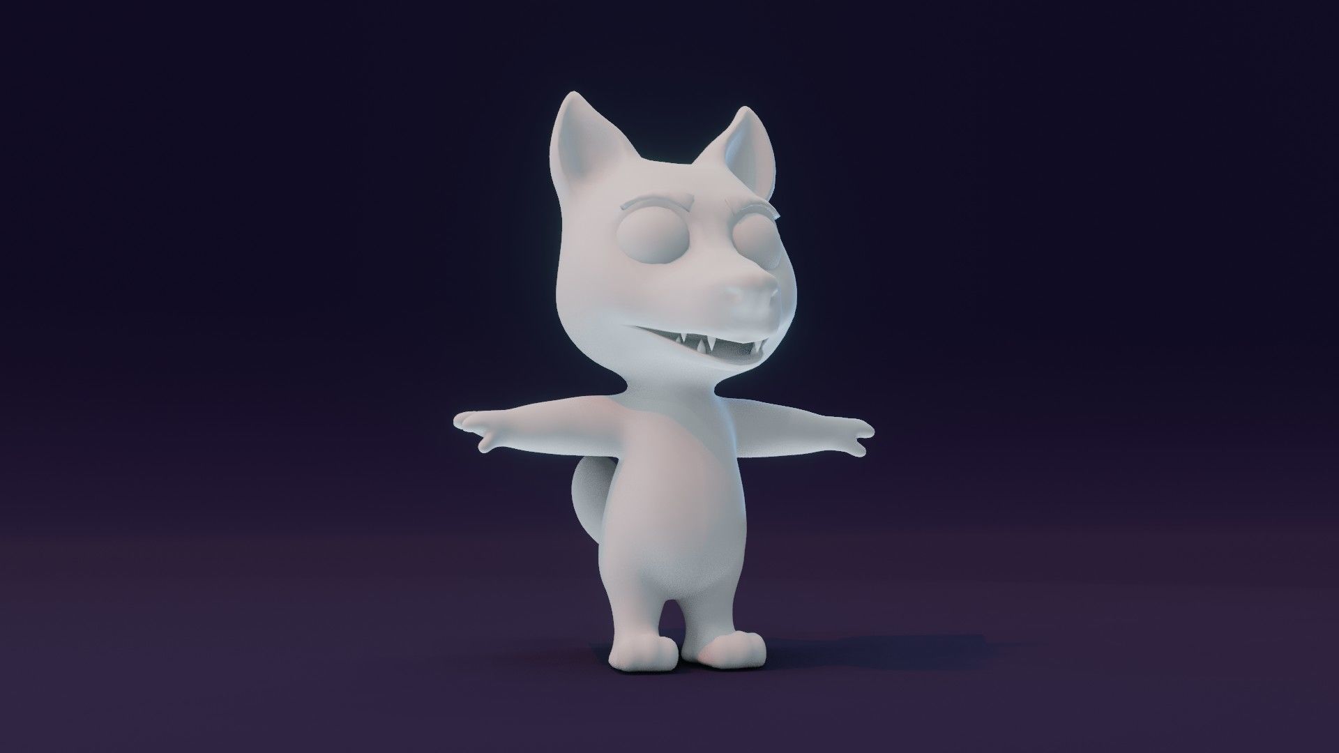 Cartoon Wolf Animated and Rigged Base Mesh 3D Model Low-poly 3D model_11