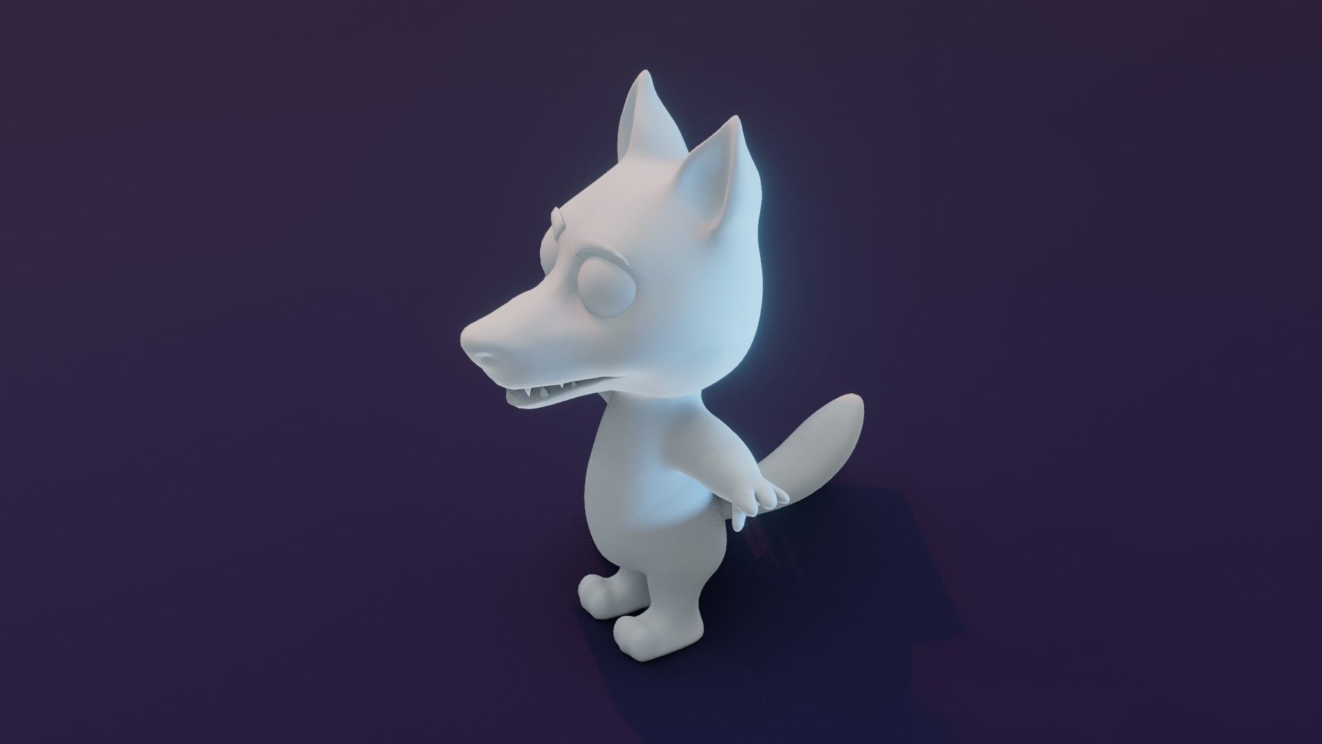 Cartoon Wolf Animated and Rigged Base Mesh 3D Model Low-poly 3D model_3