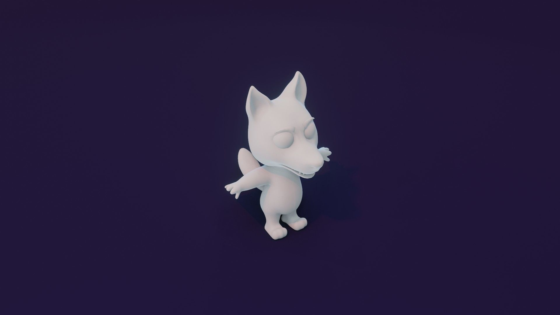 Cartoon Wolf Animated and Rigged Base Mesh 3D Model Low-poly 3D model_5