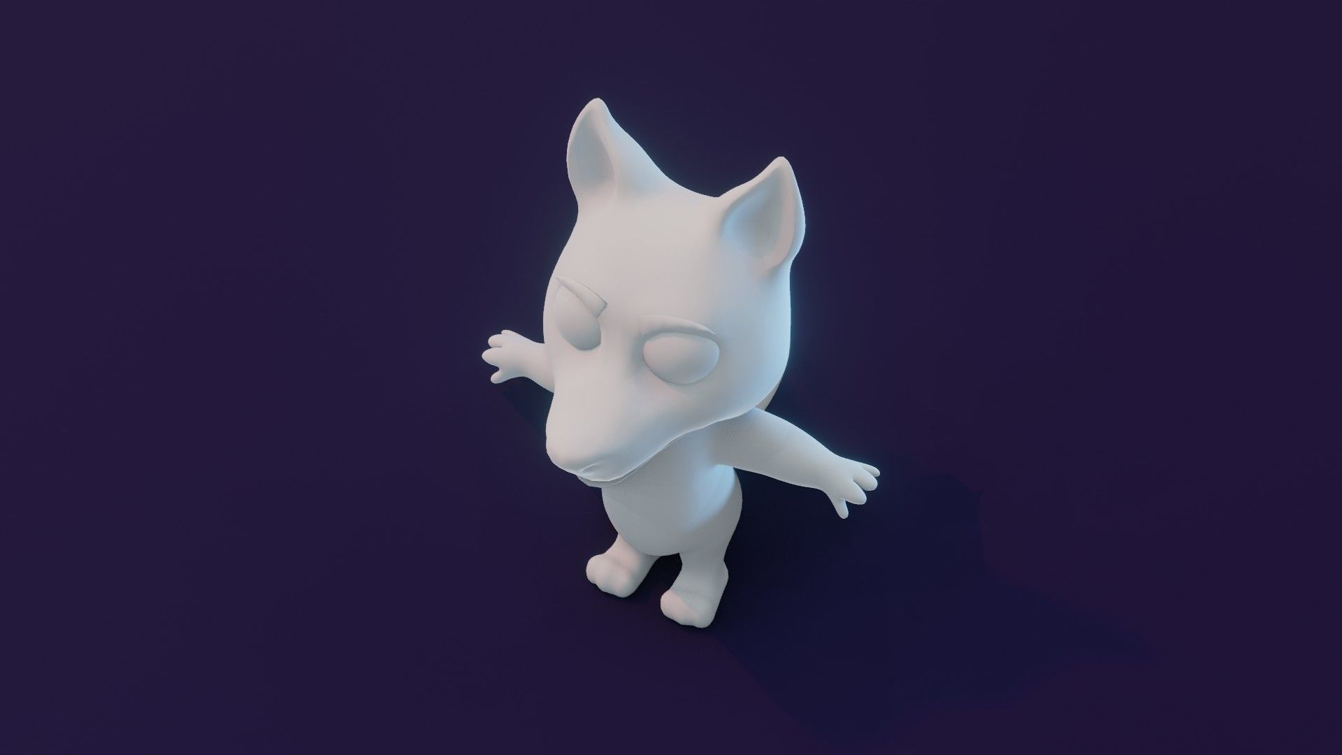 Cartoon Wolf Animated and Rigged Base Mesh 3D Model Low-poly 3D model_7