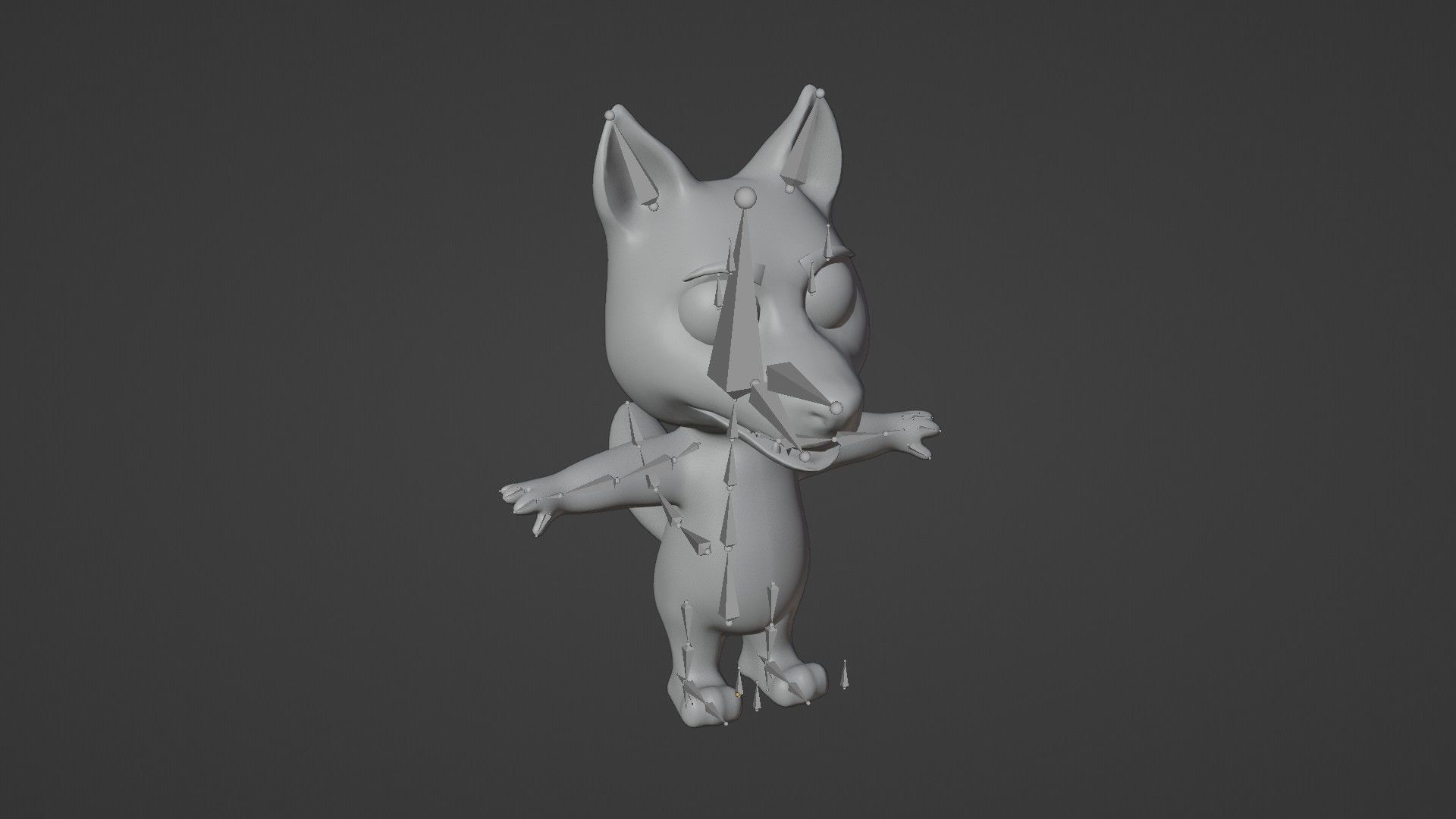 Cartoon Wolf Animated and Rigged Base Mesh 3D Model Low-poly 3D model_20