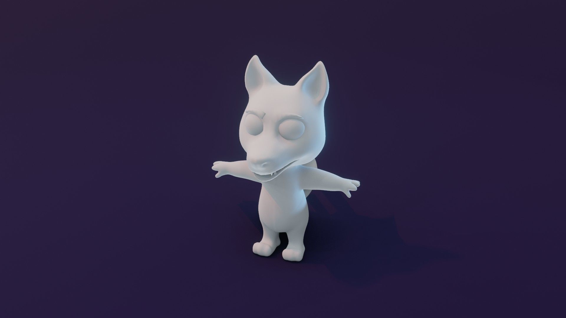 Cartoon Wolf Animated and Rigged Base Mesh 3D Model Low-poly 3D model_12
