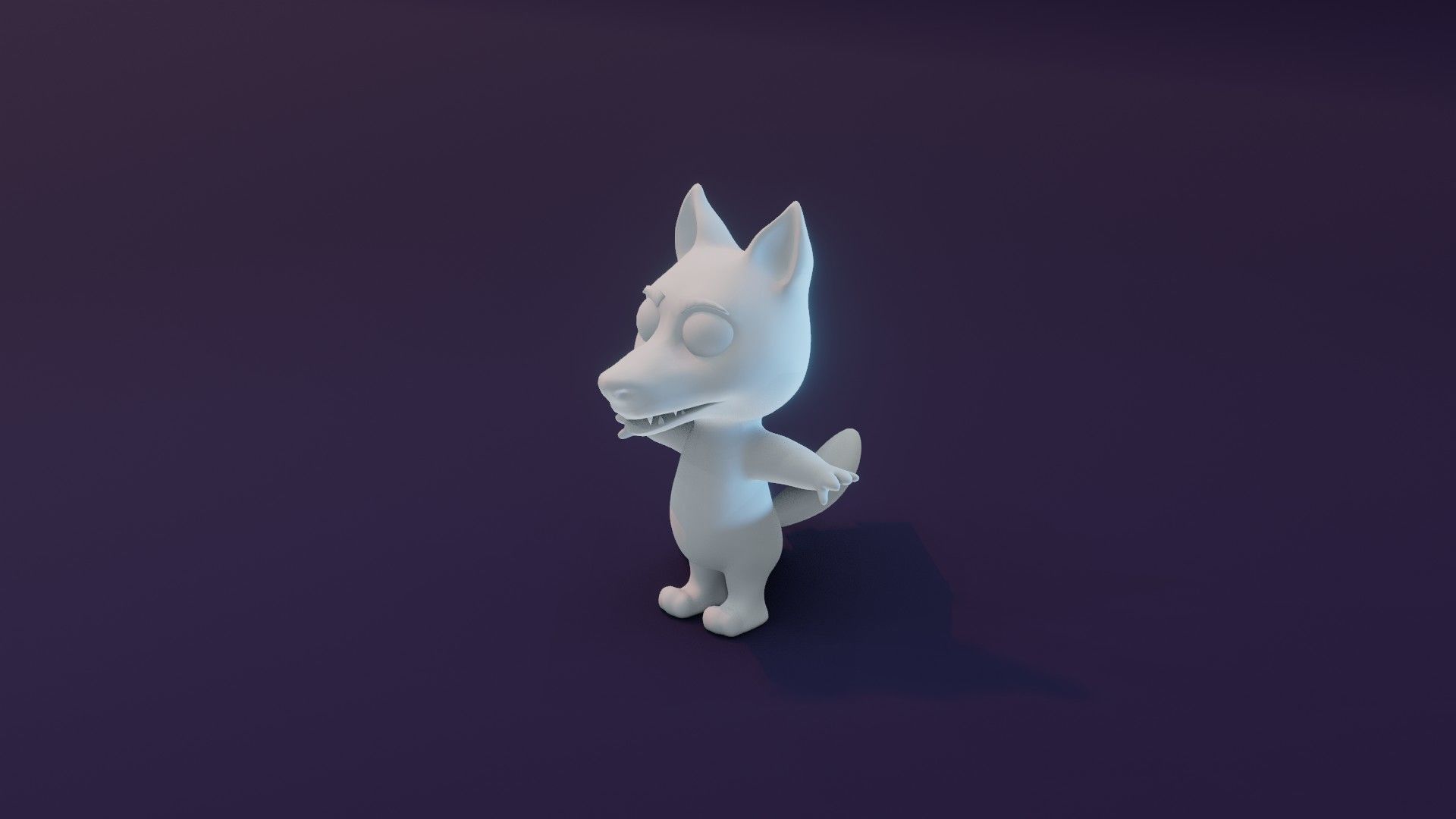 Cartoon Wolf Animated and Rigged Base Mesh 3D Model Low-poly 3D model_13