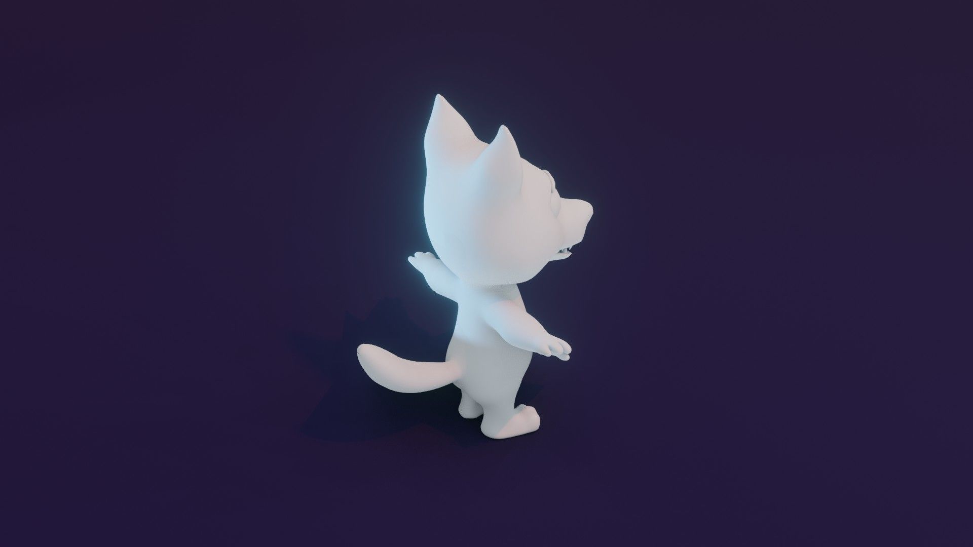 Cartoon Wolf Animated and Rigged Base Mesh 3D Model Low-poly 3D model_18
