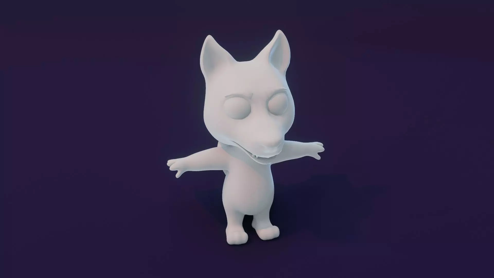 Cartoon Wolf Animated and Rigged Base Mesh 3D Model Low-poly 3D model_0