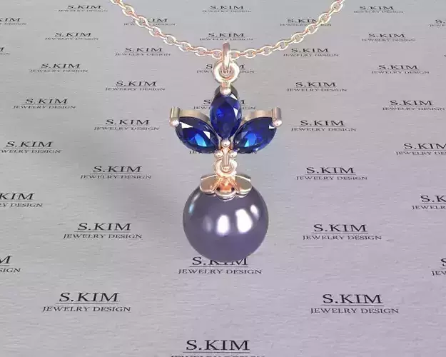 Pendant with marquises and pearl 