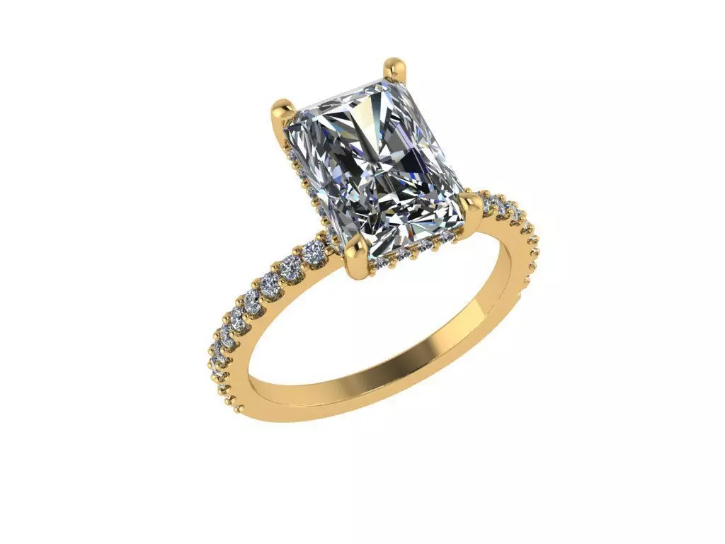 Emerald cut solitaire ring - 539 3D print model_0
