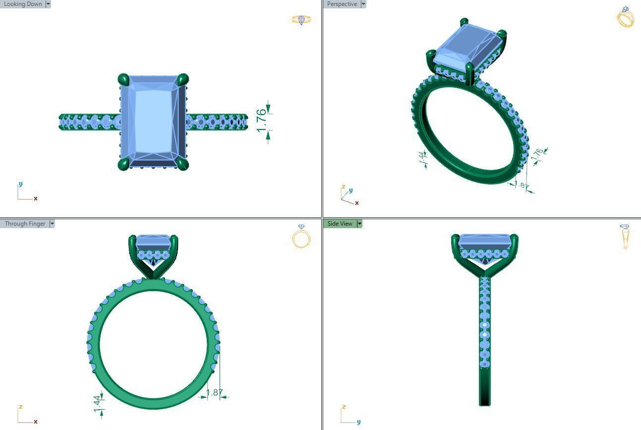 Emerald cut solitaire ring - 539 3D print model_6