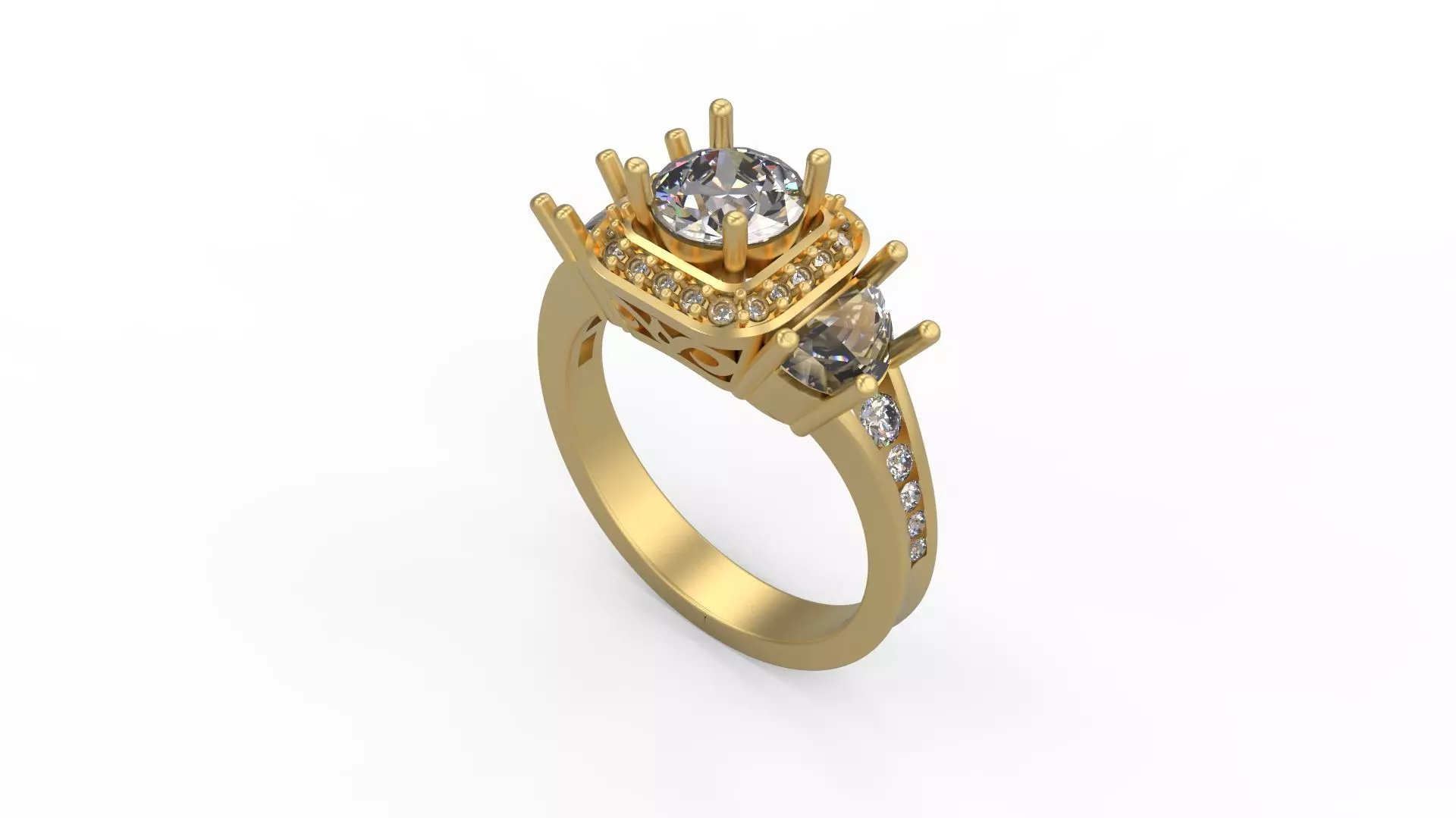 Woman Solitaire Ring 1076 3D print model