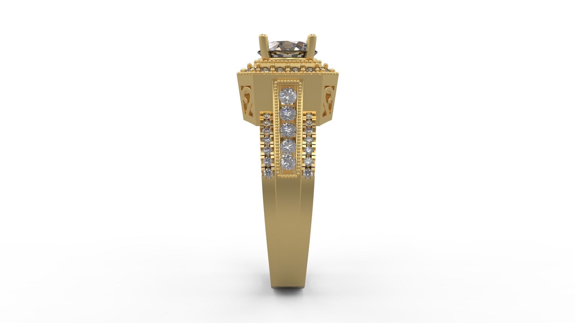 Woman Solitaire Ring 1086 3D print model_2