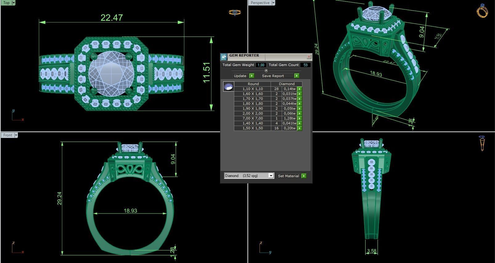 Woman Solitaire Ring 1086 3D print model_9