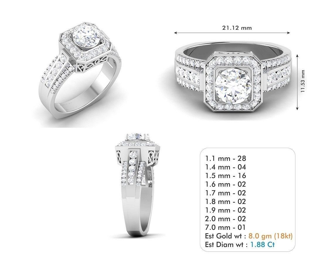 Woman Solitaire Ring 1086 3D print model_5