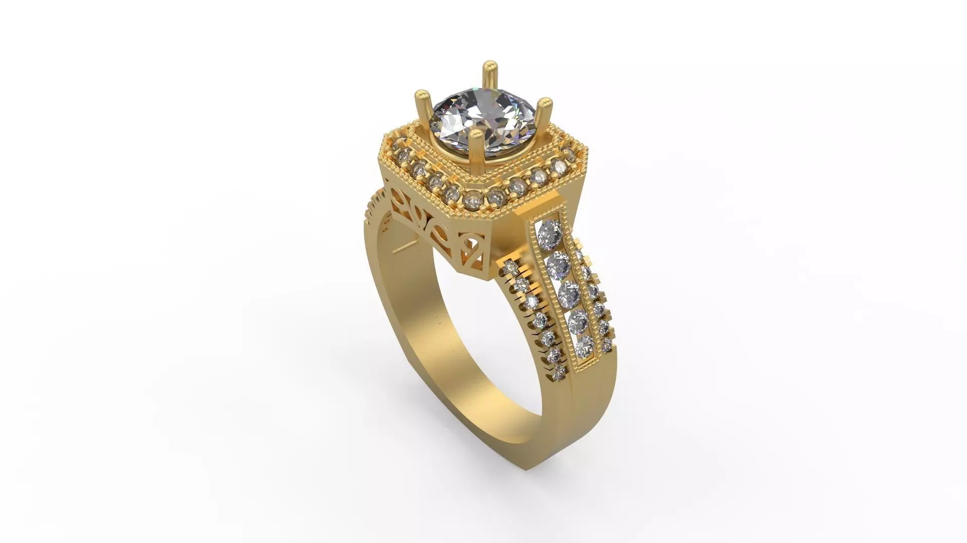 Woman Solitaire Ring 1086 3D print model_0