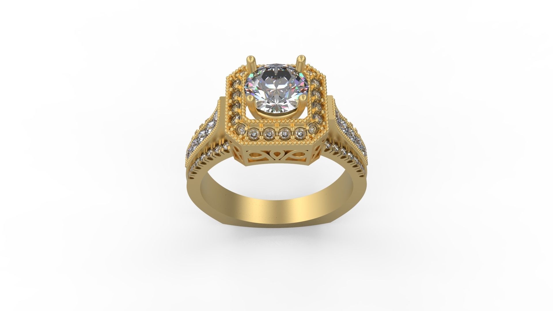 Woman Solitaire Ring 1086 3D print model_3