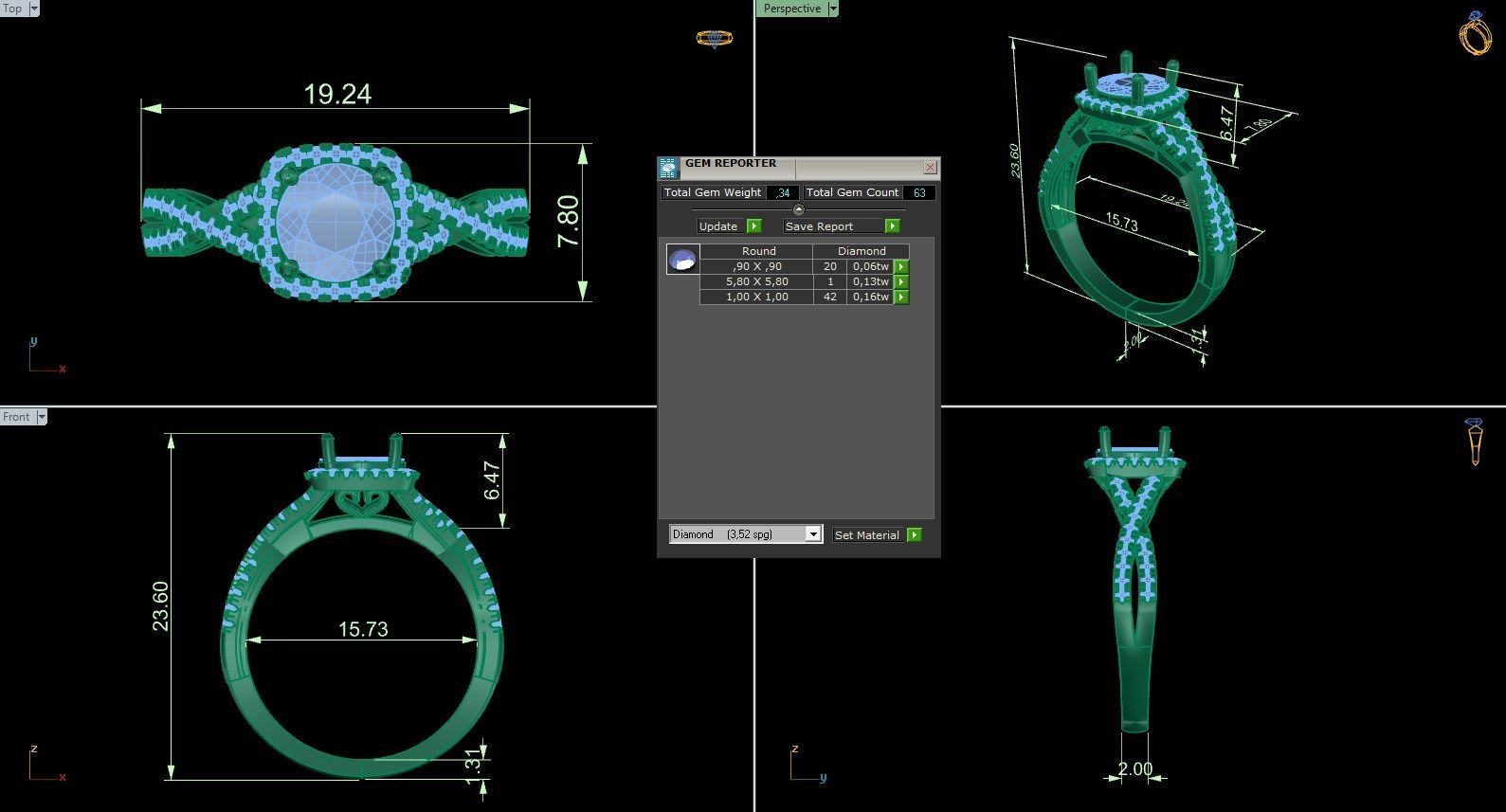 Woman Solitaire Ring 1087 3D print model_9