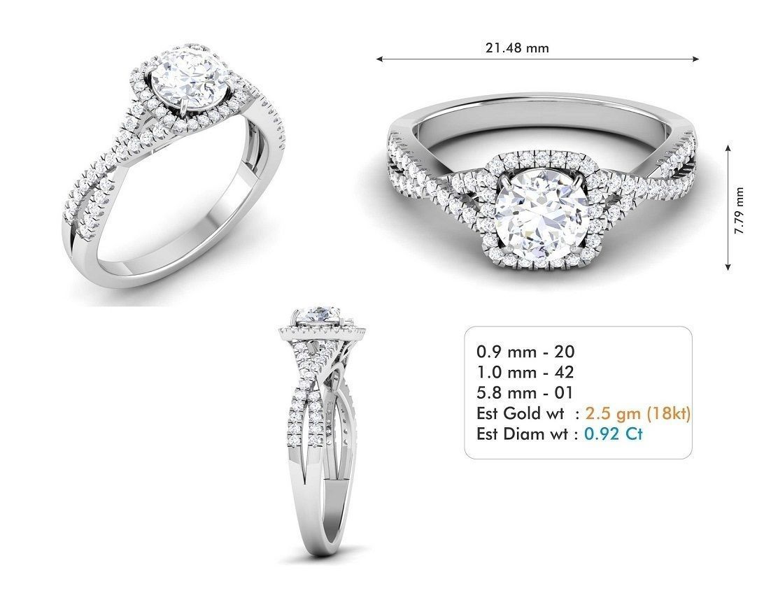 Woman Solitaire Ring 1087 3D print model_5