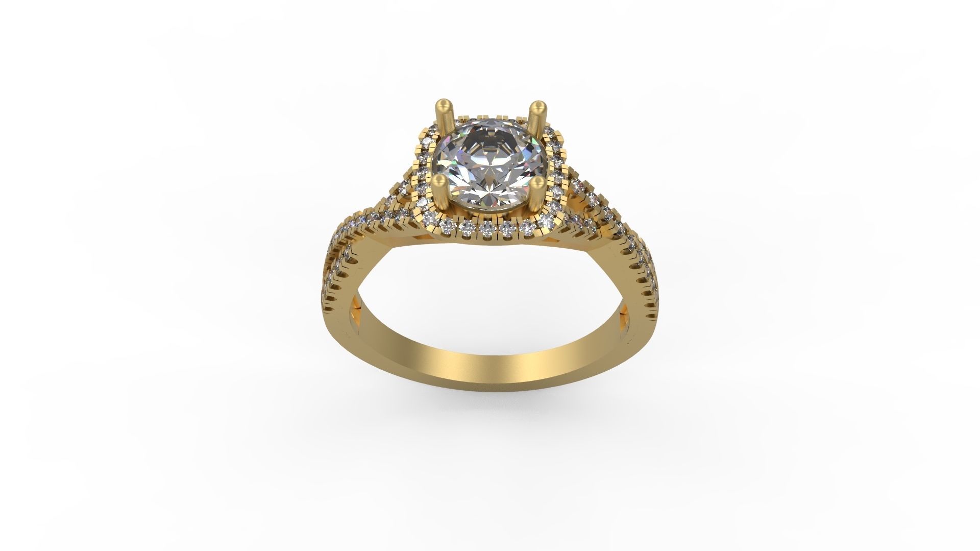 Woman Solitaire Ring 1087 3D print model_3