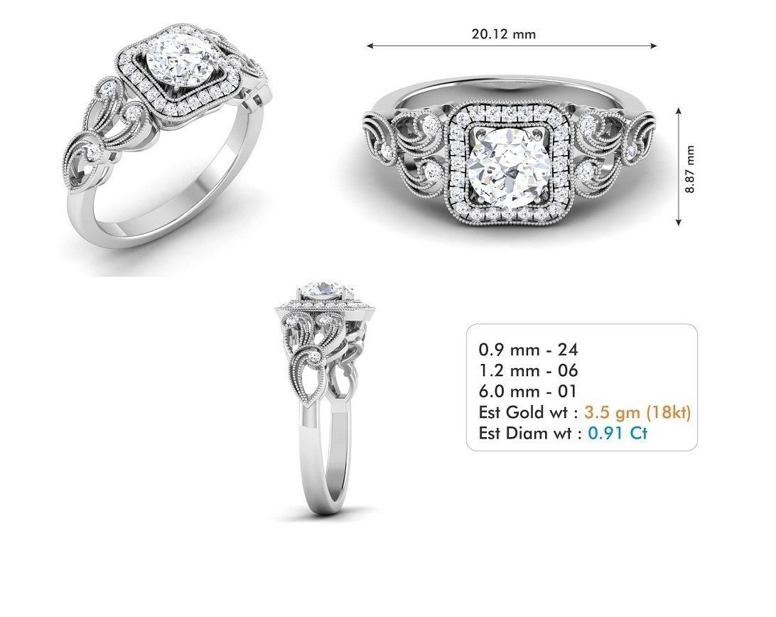 Woman Solitaire Ring 1028 3D print model_5