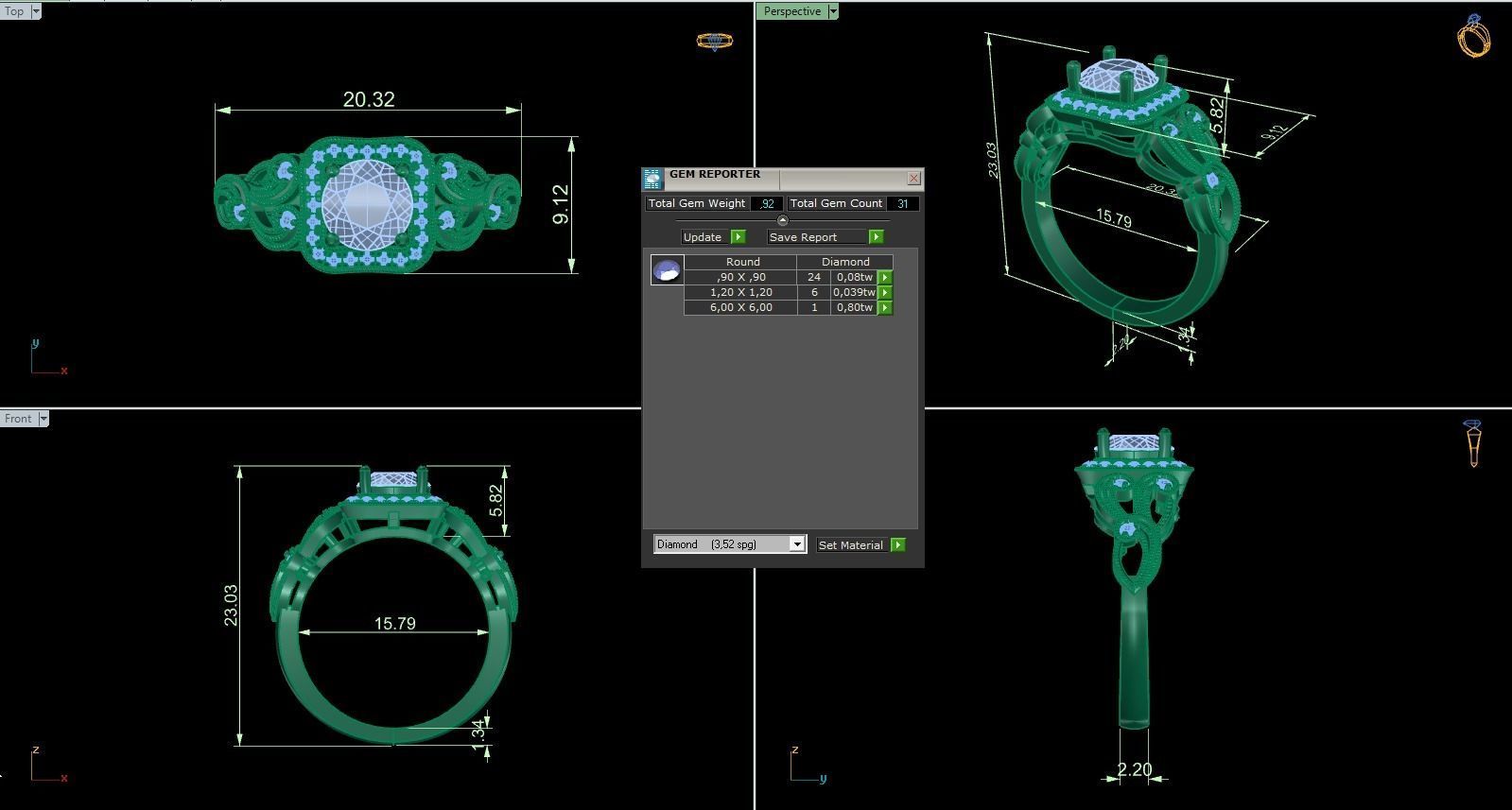 Woman Solitaire Ring 1028 3D print model_9