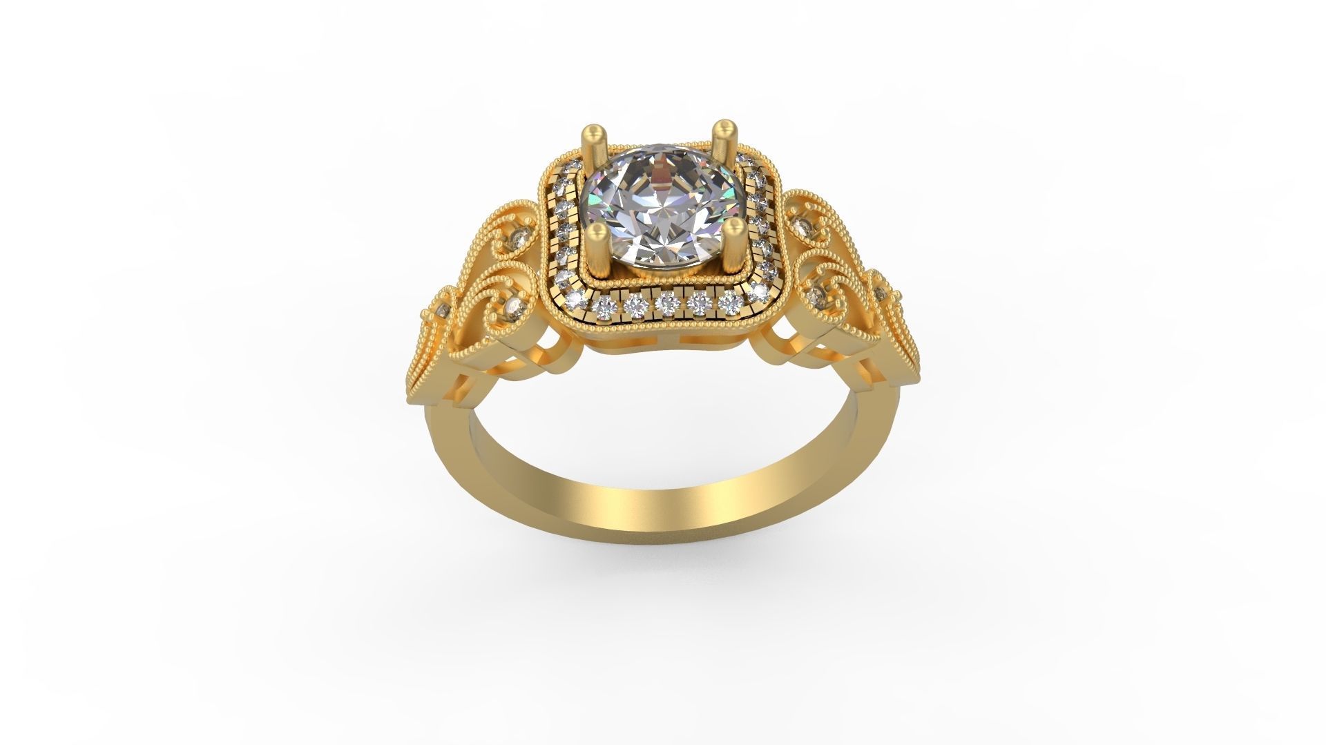 Woman Solitaire Ring 1028 3D print model_3