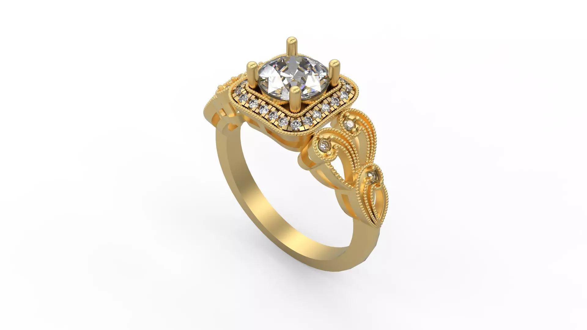 Woman Solitaire Ring 1028 3D print model_0