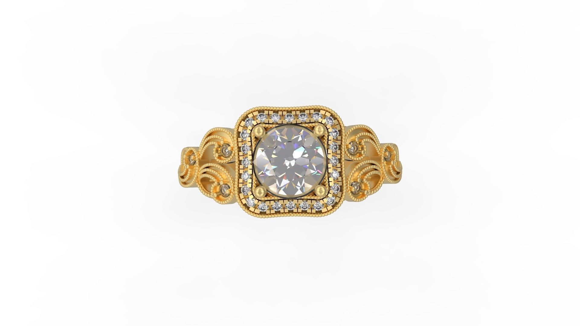 Woman Solitaire Ring 1028 3D print model_4