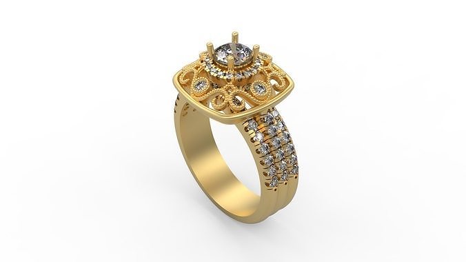 Woman Solitaire Ring 1026 3D print model