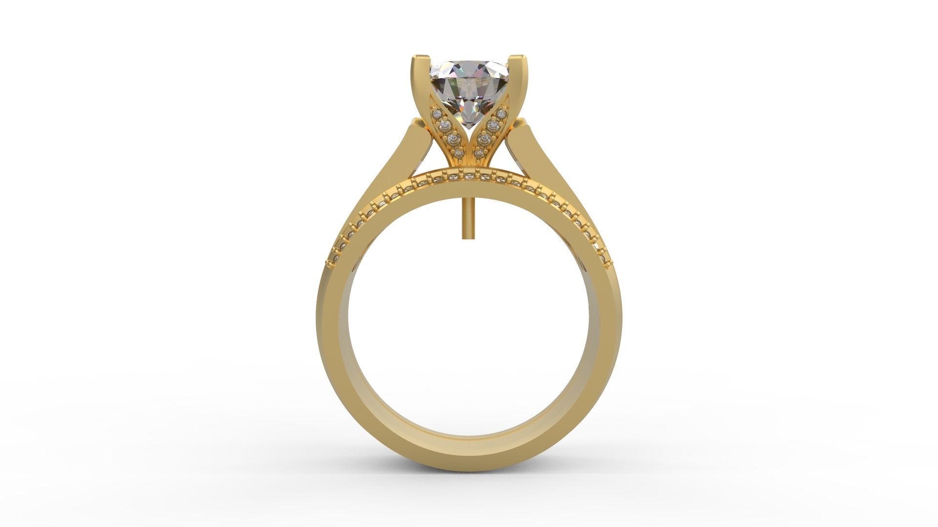 Woman Solitaire Ring 1021 3D print model_1
