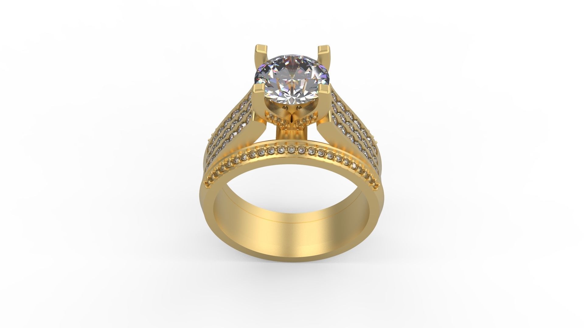 Woman Solitaire Ring 1021 3D print model_3