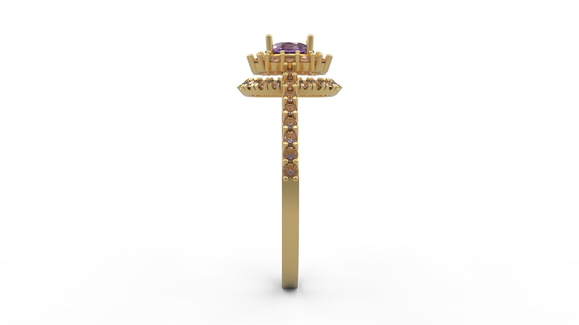 Woman Solitaire Ring 1013 3D print model_2