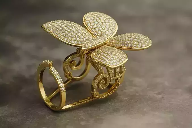 Butterfly ring with movable wings Model 3916 3D print model