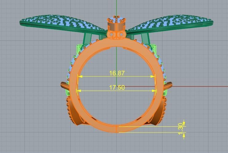 Butterfly ring with movable wings Model 3916 3D print model_7